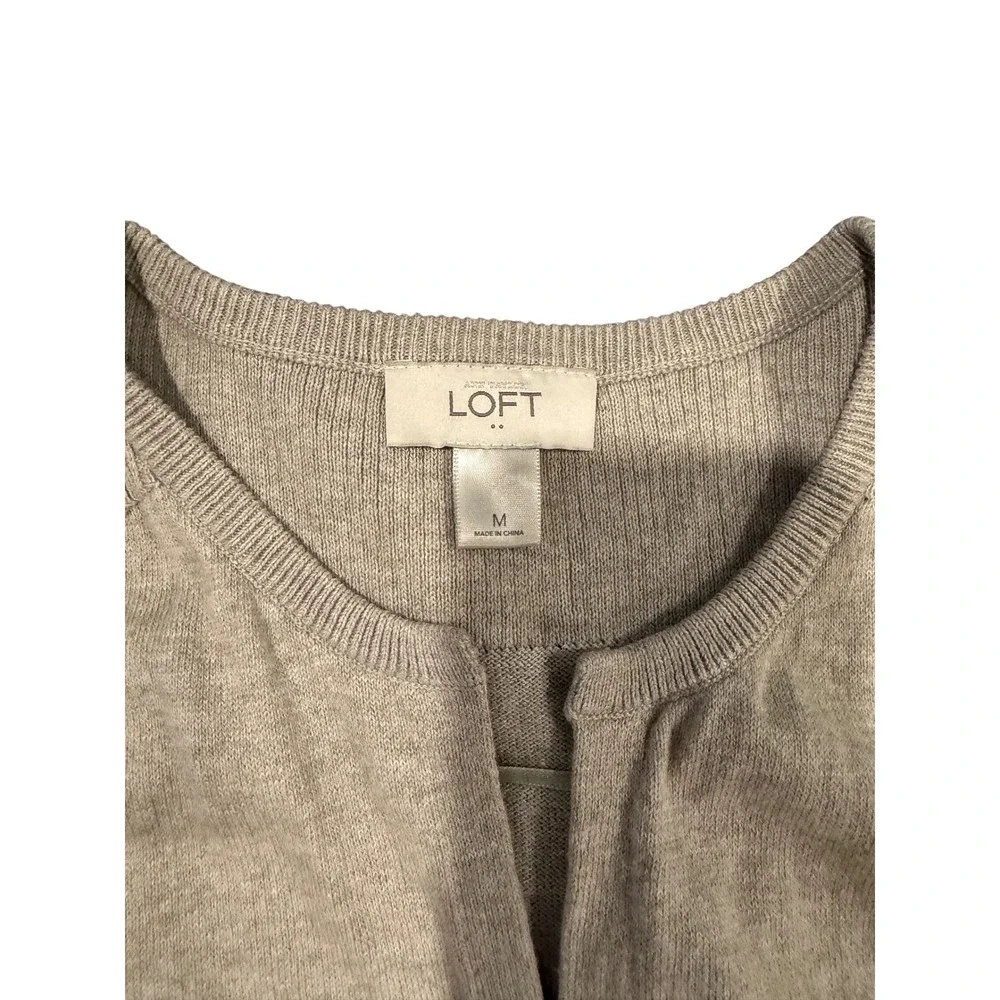 LOFT Open Front Cardigan Sweater Beige Size Medium‎ Long Sleeve Knit